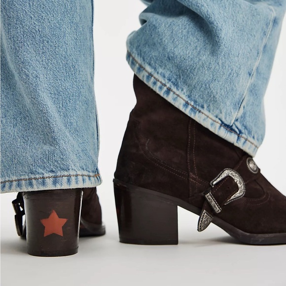 New Free People Lady Lonestar Suede Western Boots - Picture 4 of 8